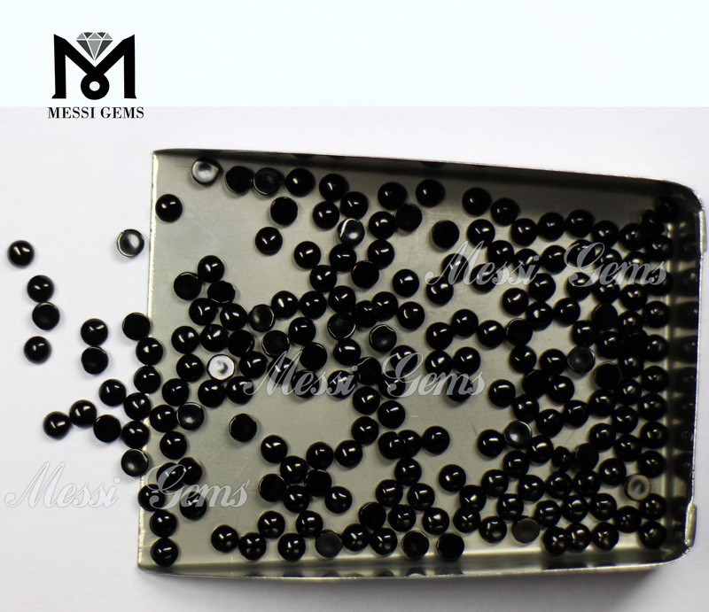 Kundenspezifische Cabochon-runde schwarze Flachglas-Edelsteine