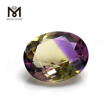 Chinesische 8 x 10 mm oval geschnittene, im Labor hergestellte synthetische Ametrin-Quarz-Edelsteine