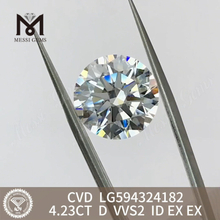 4,23 CT D VVS2 ID EX EX runder, im Labor gezüchteter CVD-Diamant Erschwinglicher LG594324182丨Messigems