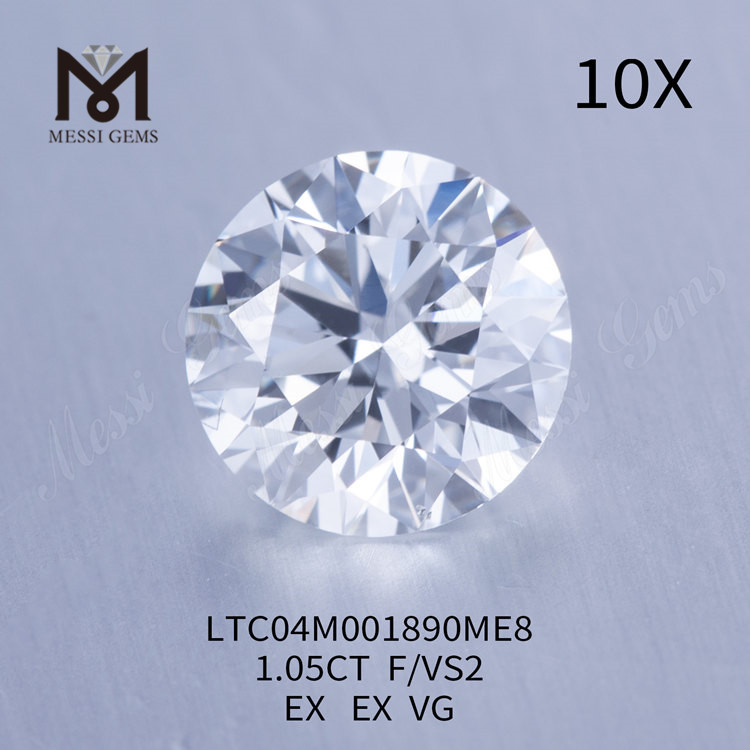 F 1,05 Karat runde Labordiamanten VS2 EX-Schliff
