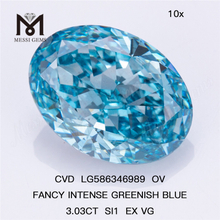 3 Karat blauer OV-Diamant, Preis SI1 EX VG FANCY INTENSE GREENISH BLUE Diamond CVD LG586346989