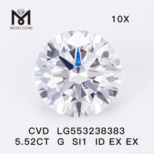 5,52 ct G SI1 ID EX EX, im Labor gezüchteter Diamant, CVD, 5 ct, beste künstliche Diamanten