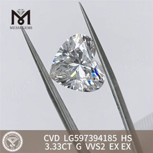 3,33 KT G VVS2 EX EX HS 3 Karat im Labor gezüchteter CVD-Diamant LG597394185丨Messigems 