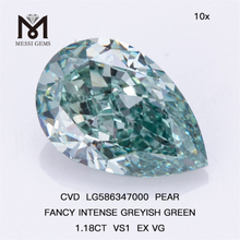 1,18 CT VS1 EX VG FANCY INTENSE GREYISH GREEN Birnenförmiger grüner Birnen-Cvd-Diamant LG586347000