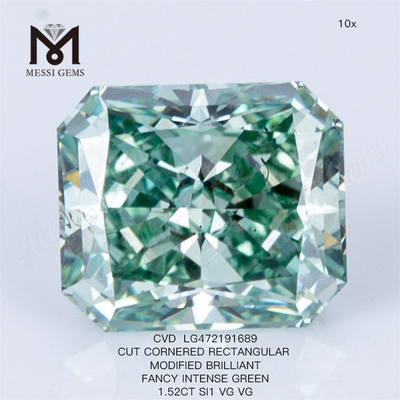1,52 ct ausgefallener grüner CVD-Diamant RECHTECKIGER, im Labor gezüchteter grüner Diamant