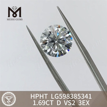 1,69 CT D VS2 3EX hpht runde, im Labor gezüchtete Diamanten Wholesale Excellence LG598385341丨Messigems